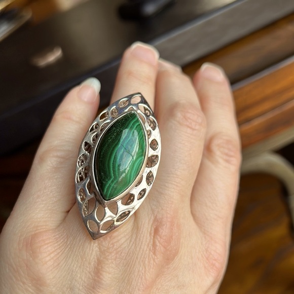 Sterling Silver Malachite Ring - Picture 4 of 11